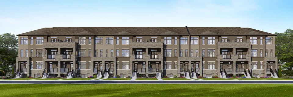 Front elevation of Block A with glass-railed balconies